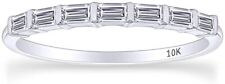 1/4 Ct Natural Diamond Half Eternity Wedding Stackable Band Ring 10k White Gold
