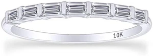 1/4 Ct Natural Diamond Half Eternity Wedding Stackable Band Ring 10k White Gold - Picture 1 of 3