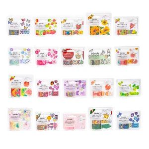 Rollo de cinta Washi de banda - pegatinas de cinta artesanal reutilizables - múltiples colores y patrones - Imagen 1 de 82