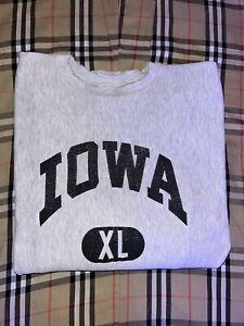 Vintage 90s Gray Champion Reverse Weave Sweater University Of Iowa Size XL USA