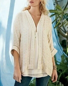Environnement doux taille L crème paillettes glamour kimono couverture boho or - Photo 1/8