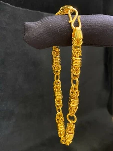 Impresionante pulsera de eslabones unisex hecha a mano de Dubai en oro amarillo de 22 quilates estampado 916 - Imagen 1 de 12