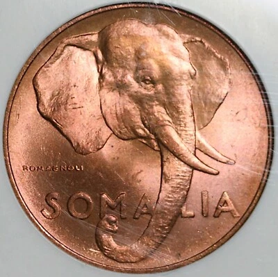 1950 NGC MS 66 Somalia 10 Centesimi Elephant AH 1369 BU Coin (21051503C) - Image 1 of 4