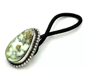 Native American Navajo Handmade Sterling Silver Palomino Turquoise Hair Tie Sale - Picture 1 of 7