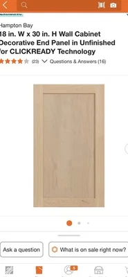 Panel final decorativo de pared de 18 pulgadas por 30 pulgadas. Paquete de 5 puertas de gabinete nuevas en caja Foto 1 de 2