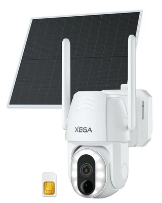 Xega 4G Telecamera Esterna Solare con SIM Visione Notturna a Colori 500 Lumens