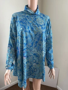 HECHO CON AMOR TÚNICA/CAMISA CUELLO ALTO LARGA SLV MULTICOLOR BLUSA CASI BAJA L NUEVO - Imagen 1 de 4