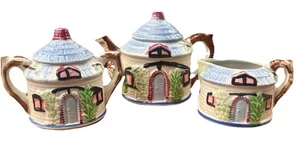 Vintage Betson China Hand Painted Cottage ware Set-Teapot Sugar Creamer Mid Cent - Picture 1 of 16