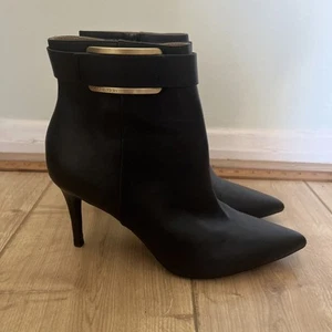 Calvin Klein Ladies Gitar Heel Boots UK 6 EU 39 Black Leather Stilettos Boots - Picture 1 of 11