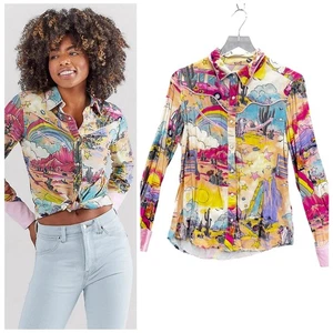 Wrangler X Damen Barbie Illustrated Desert Scene Western Snap Shirt Größe S Pink - Bild 1 von 12