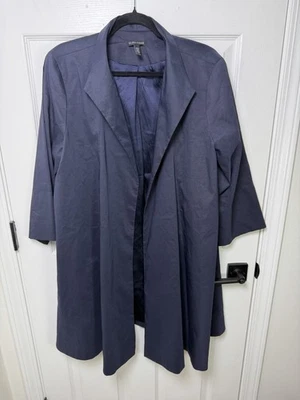 Blazer plumero delantero abierto Ramie azul marino Eileen Fisher talla XL mezcla de seda Ramie $368 Foto 1 de 4