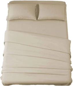 SONORO KATE Bed Sheet Set Super Soft Microfiber 1800 (Beige king) - Picture 1 of 13