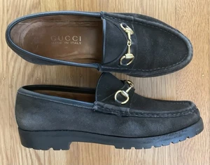 Authentische Gucci Damen-Loafer Horse-bit schwarz Wildleder US 6,5B - Bild 1 von 6