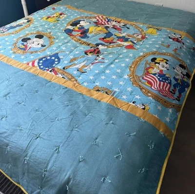 VTG Mickey Mouse Bicentennial Disney 1776 Bed Sheet Full Size Bedding Quilt RARE - Image 1 of 4