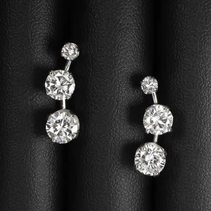 3 CARAT NATURAL DIAMOND EARRINGS VINTAGE ROUND CUT 14k WHITE GOLD GRADUATED STUD - Picture 1 of 2