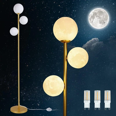 Modern 3 Globe Moon Floor Lamp with Frosted Shade & LED Bulb, 67" Tall - Image 1 of 4