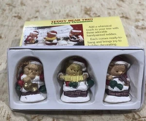 Vintage Teddy Bear Trio Christmas Ornament Set of 3 - Picture 1 of 5