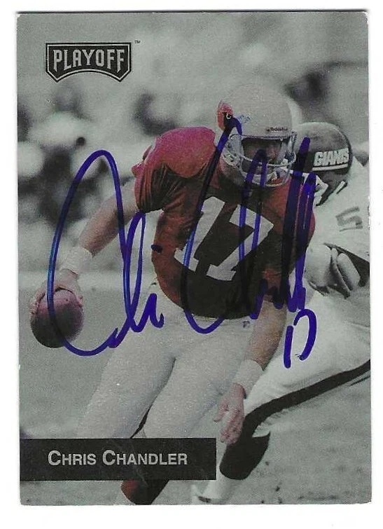 Signed CHRIS CHANDLER Arizona Cardinals 1993 Playoff  Football Card #158 w/COA - Image 1 of 1