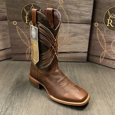 МУЖСКИЕ РОДЕО КОВБОЙСКИЕ САПОГИ ИЗ НАТУРАЛЬНОЙ КОЖИ КОРИЧНЕВЫЙ КВАДРАТНЫЙ НОСОК BOTA РАНЧО СЕДЛО - Изображение 1 из 2