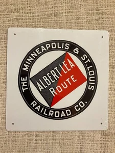 Minneapolis & St. Louis - Albertlea Route - Railroad Train Metal Sign New 8"x 8" - Picture 1 of 3