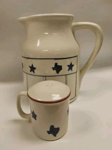 Hartstone Keramik Texas großer Krug Sterne & Streifen 8" hoch & passender Shaker - Bild 1 von 4