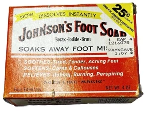 Vintage Johnsons Foot Soap Powder 2 Packets Partial Box New Old Stock Rare - Picture 1 of 3