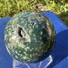 370g Natural Moss agate ball crystal Quartz polished Sphere Reiki 