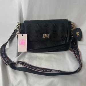 Juicy Check Me Crossbody Lakritz Handtasche Tasche Schwarz Gold Rosa Riemen - Bild 1 von 15