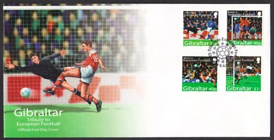 GIBRALTAR - 2004 TRIBUTE TO EUROPEAN FOOTBALL / SOCCER - 4V FDC - Image 1 of 4