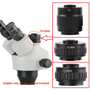 C mount Lens Adapter Focus Adjustable Trinocular Stereo Microscope 1X 0.35X 0.5X