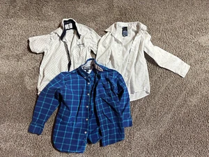 Lot Of 2 Panhandle Slim Button Up Shirts Sizes 6 And 7 Blue Check Polka Dot - Picture 1 of 10