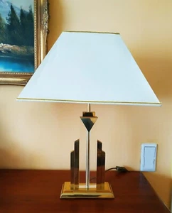 Contra Leuchten. Tischlampe Acrylglas Plexiglas & Messing Hollywood Regency - Bild 1 von 8
