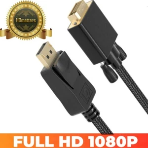1080P Displayport to DVI Adapter Cable Braided DP to DVI 6ft for PC NVIDIA Dell - Picture 1 of 10