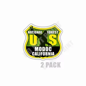 Paquete de 2 pegatinas Modoc National Forest California Bigfoot Souvenir impermeables - Imagen 1 de 4