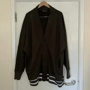 ASOS Cardigan Mens Green Brown Varsity Letterman College Sweater Size 2XL - Picture 1 of 6