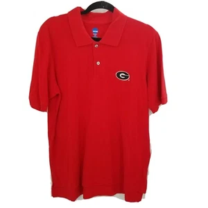 NCAA Georgia bulldogs short sleeve polo men's size large red applique football - Picture 1 of 10