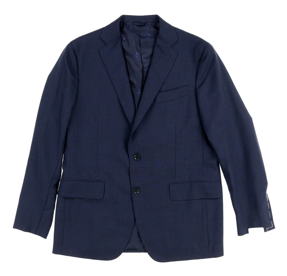 Blazer Eidos Para Hombres Lana Balthazar Azul Marino Glen Cuadros Calce Ajustado Talla 52R Foto 1 de 3