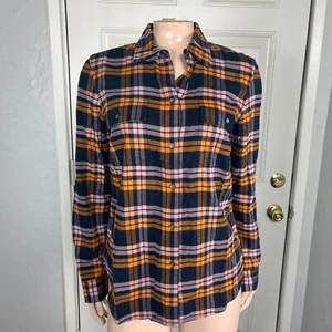 NEW LL Bean Womens Shirt 4 Lightweight Flannel Plaid Long Sleeve Button Y3-23 - Picture 1 of 7