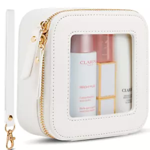 Clear Makeup Bag Mini Small Makeup Cosmetic Bag Purse Cute Leather Makeup Pouch - Picture 1 of 12