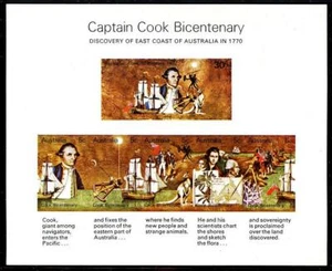 Australia: 1970 Captain Cook Bicentennial Imperforate Souvenir Sheet (482a) MNH - Picture 1 of 1