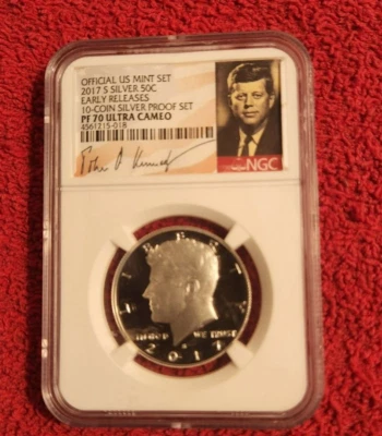 2017 s silver Kennedy half dollar NGC PF 70 Ultra Cameo (Early Releases) sig - Image 1 of 2