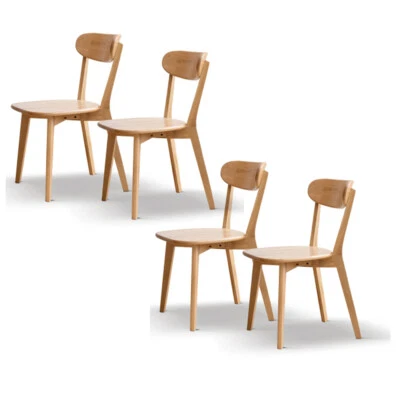 Juego de 4 sillas de comedor de madera maciza sillas laterales de cocina respaldo curvo sala de estar Foto 1 de 4