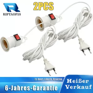 Weiß Lampenfassung E27 Fassung mit 4m Netzkabel Hängende Stecker und Schalter - Bild 1 von 11