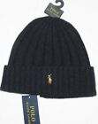 New Polo Ralph Lauren Men's Navy Pony Player Wool Ribbed Cuff Beanie Hat