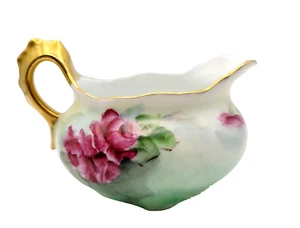 Imperial Austria PSL Vintage Creamer with Rose Pattern Hand Painted Gold Gilding - Picture 1 of 23
