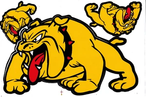 Planche lot stickers autocollants bulldog chien bulldogs jaune auto mobilier  - Picture 1 of 2