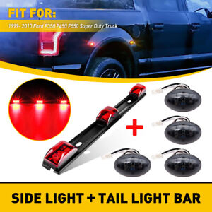 For 99-10 Ford F350 Smoked Red&Amber LED Dually Bed Fender Lights +ID Tail Light