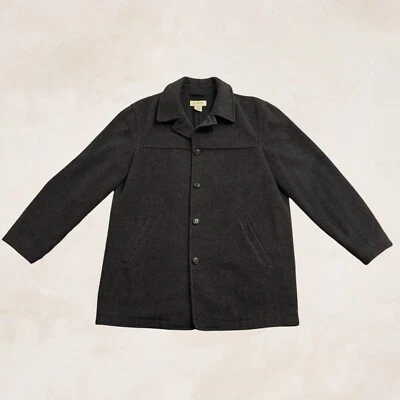 VTG J. Crew Wool Blend Chore Coat Charcoal Gray Button Front Jacket Mens Medium - Image 1 of 4