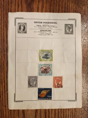 Lote de 5 estampillas postales de la reina Victoria de Papúa Nueva Guinea británica Queensland Foto 1 de 3