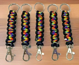 Paracord Llavero Arco Iris Metal Clip y Anillo 550 Cordón Hecho a Mano EE. UU. ORGULLO LOTE DE 5 - Imagen 1 de 5
